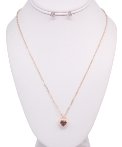 Heart Pendant Necklace with Earrings NB810022 GOLDLM